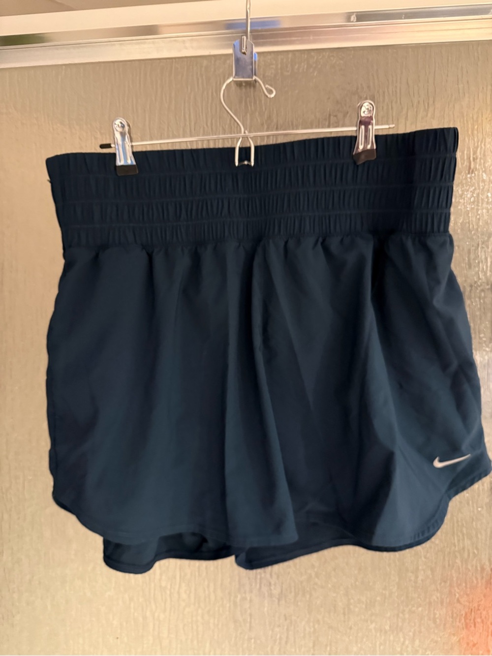 Nike Women's Navy Blue Athletic Shorts with Smocked Waist